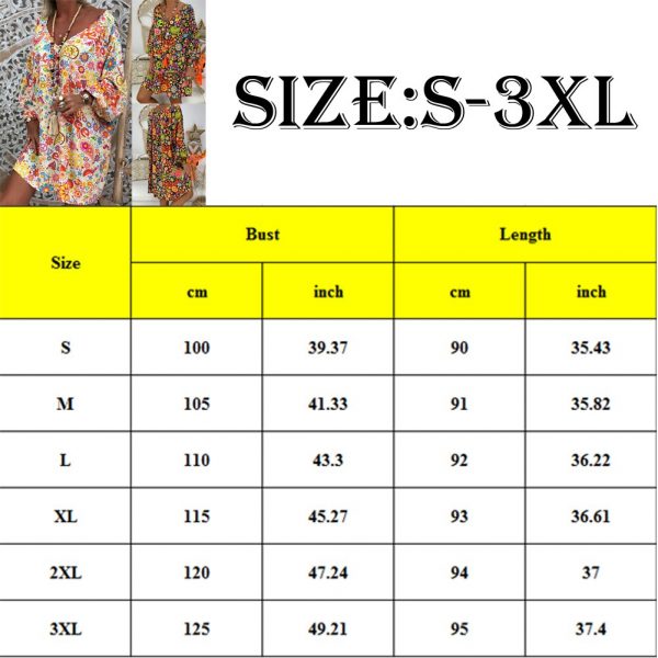 The Best Women's Summer Dresses Vintage Floral Print Deep V Neck Dresses Damen Boho Hippie Blumen Strand Kaftan Freizeit Hemd Online - Takalr