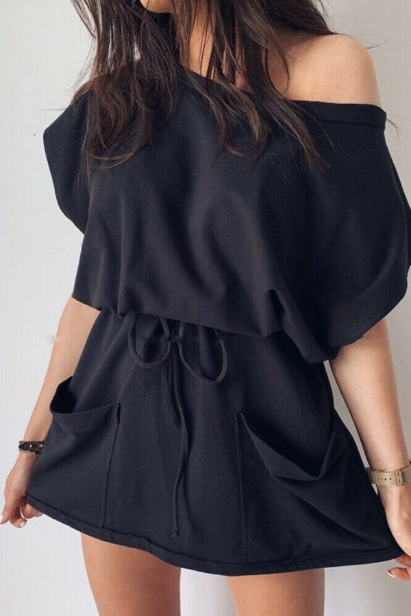 The Best Women's Summer Pocket Solid Short Sleeve Mini Dress 2019 Fashion Ladies Casual Tops Tie Front Loose Sundress Online - Takalr