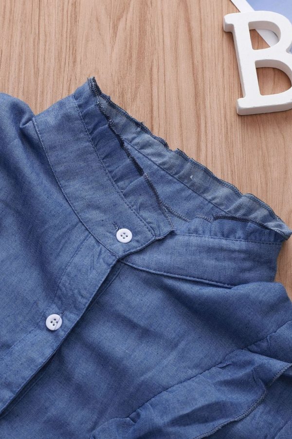 The Best Women's Summer Ruffle Short Sleeve Shirt Fashion Ladies Loose Solid Casual Blouse Short Top Shirt Blue New Online - Takalr