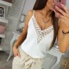 The Best Women's Summer Strappy Lace Vest Top Sleeveless Shirt Blouse Ladies Solid Casual V-neck Loose Tank Tops New Online - Takalr