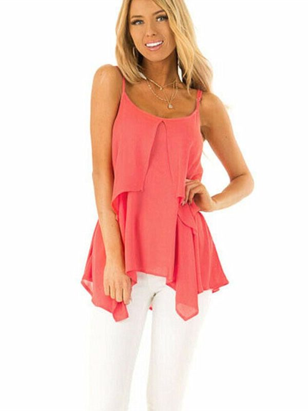 The Best Women's Summer Strappy Vest Top Fashion Ladies Sleeveless Shirt Blouse Solid Casual Loose Tank Tops Female Summer Clothes Online - Takalr