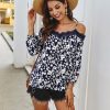 The Best Women's Tops And Blouses Sexy Off Shoulder Shirt Vintage Long Sleeve Floral Print Office Lady Feminine Blouse Online - Takalr