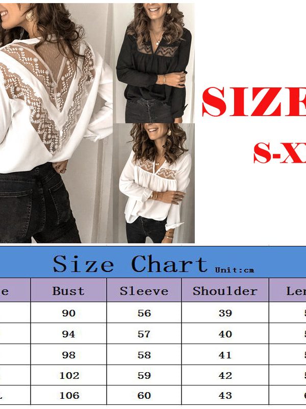 The Best Women's Tops Blouses Elegant long Sleeve V Neck OL Lace Shirt Ladies Office Lady Backless chemise femme blusa feminina Online - Takalr