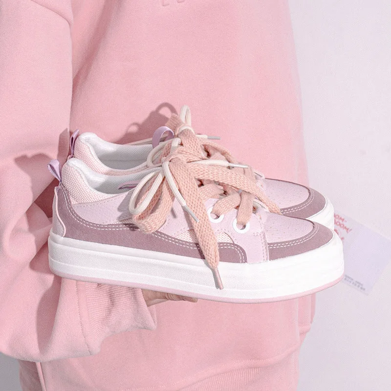 Women's Vulcanize Shoes New Fashion Spring Thick-Soled Sneakers Breathable Korean Style Low-top Comfy Casual Platform Shoes - Image 16