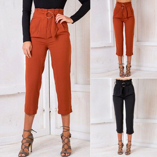 The Best Women’s Wide Leg Elastic High Waist Pants OL Ladies Casual Loose Long Palazzo Stretch Slim Fit Lounge Wear Trousers Online - Takalr