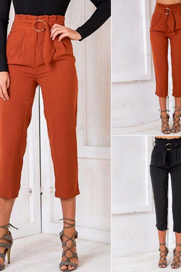 The Best Women’s Wide Leg Elastic High Waist Pants OL Ladies Casual Loose Long Palazzo Stretch Slim Fit Lounge Wear Trousers Online - Takalr