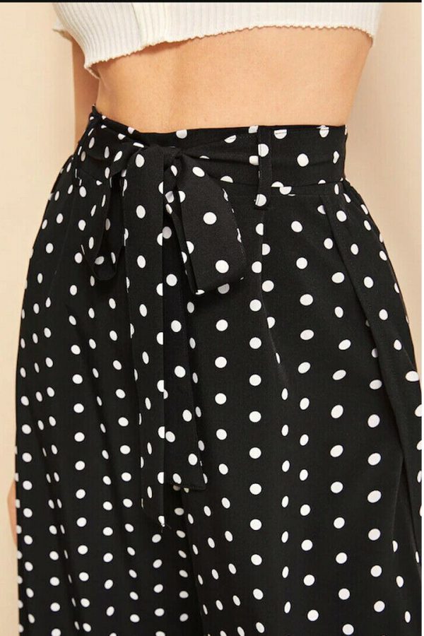 The Best Women’s Wide Leg Pants Casual Loose Polka Dot High Waist Long Palazzo Jeans Fashion Beach Lounge Wear Trousers Online - Takalr