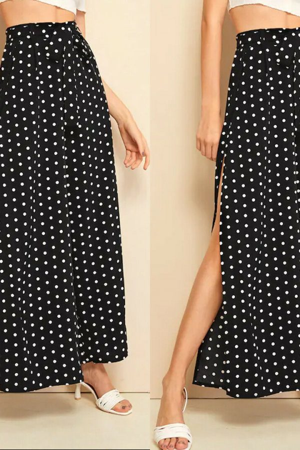 The Best Women’s Wide Leg Pants Casual Loose Polka Dot High Waist Long Palazzo Jeans Fashion Beach Lounge Wear Trousers Online - Takalr