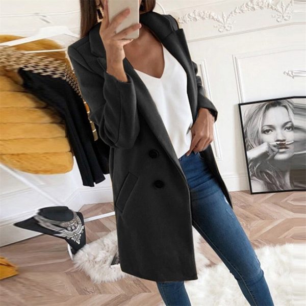 The Best Women's Woolen Warm Trench Coat Thick Jacket Fashion Ladies Autumn Winter Blazer Long Casual Outwear Overcoat 2019 Online - Takalr