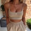 Womens Summer Camis Tanks Tops Sleeveless Cotton Bustier Unpadded Bandeau - Takalr