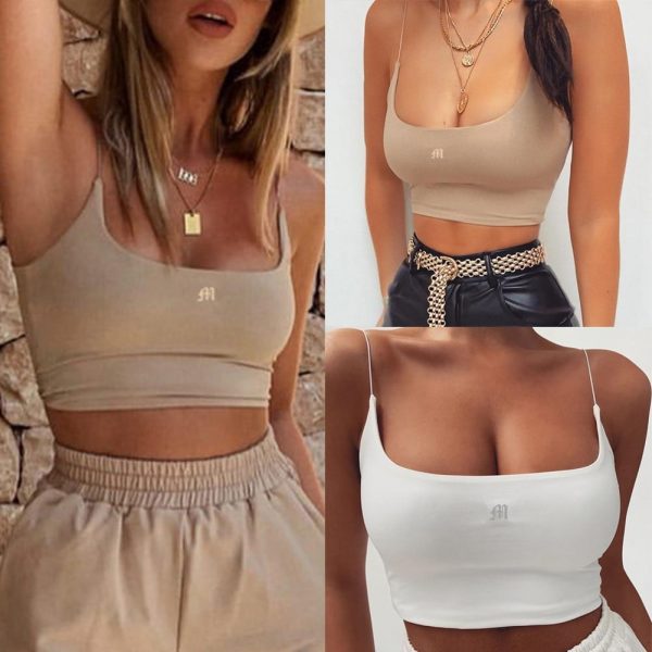 Womens Summer Camis Tanks Tops Sleeveless Cotton Bustier Unpadded Bandeau - Takalr