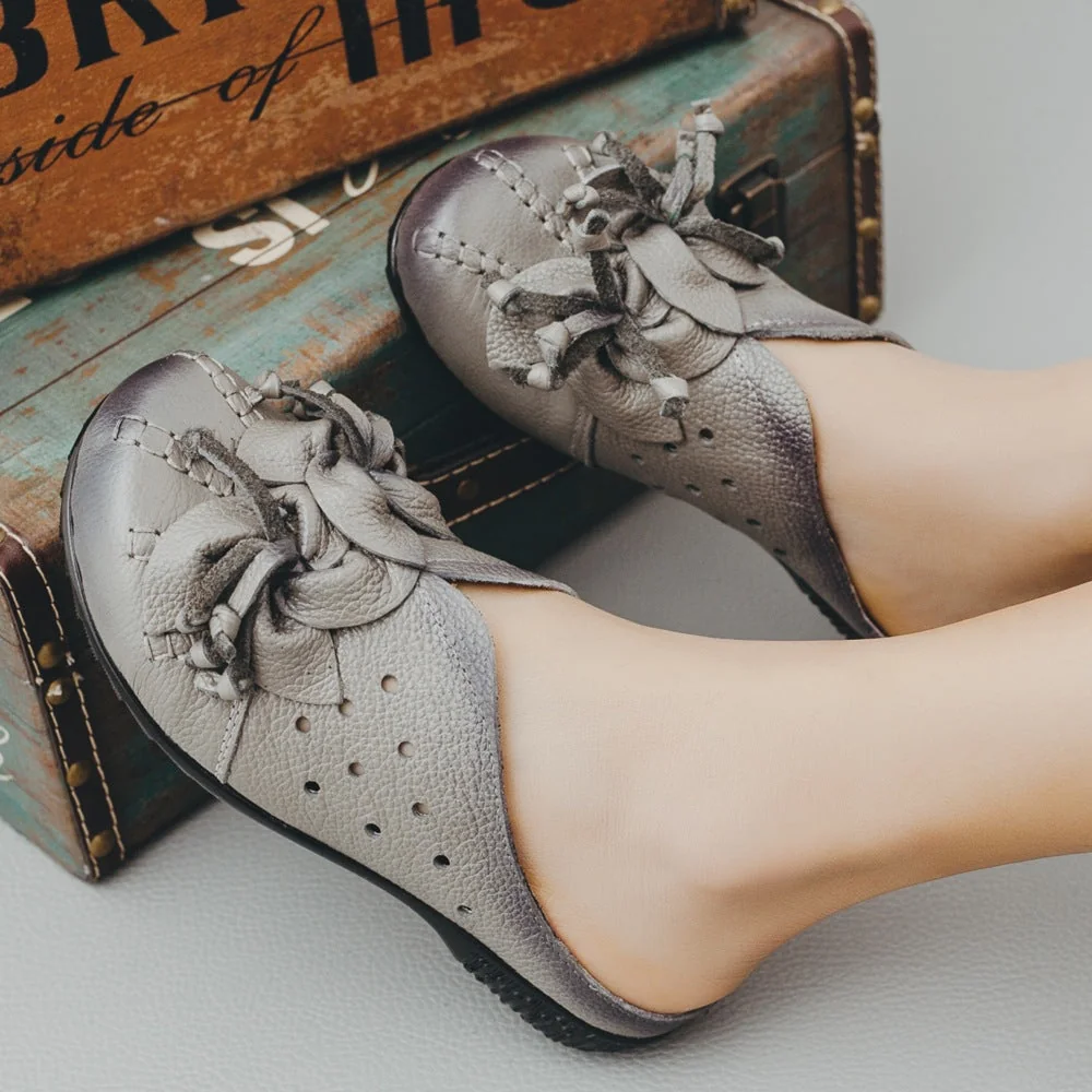 Cow Leather Sandals Slippers Personality Flower Women Fashion Shoes - Image 4