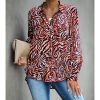 Zebra print turn down collar womens tops and blouses Elegant ladies button casual blouse shirt Summer Tops Autumn Blusas - Takalr