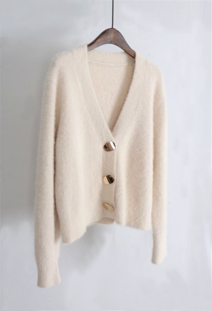 V-neck Women Sweaters Autumn Winter Single-breasted Cardigans Female