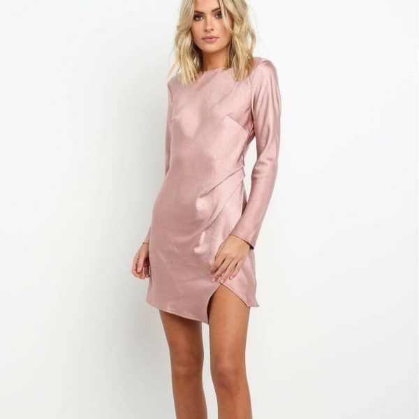 The Best Autumn Fashion Women Lady Long Sleeve Round Neck Irregular Split Openwork Backless Party Cocktail Mini Dress Online - Takalr