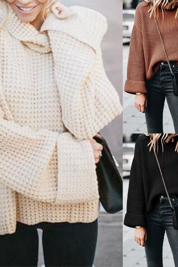 The Best Autumn Knitted Sweater Women Long Loose Sleeve Sweaters Oversize Online - Takalr