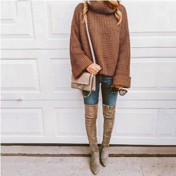 The Best Autumn Knitted Sweater Women Long Loose Sleeve Sweaters Oversize Online - Takalr