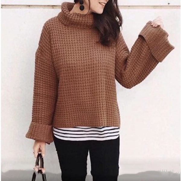 The Best Autumn Knitted Sweater Women Long Loose Sleeve Sweaters Oversize Online - Takalr