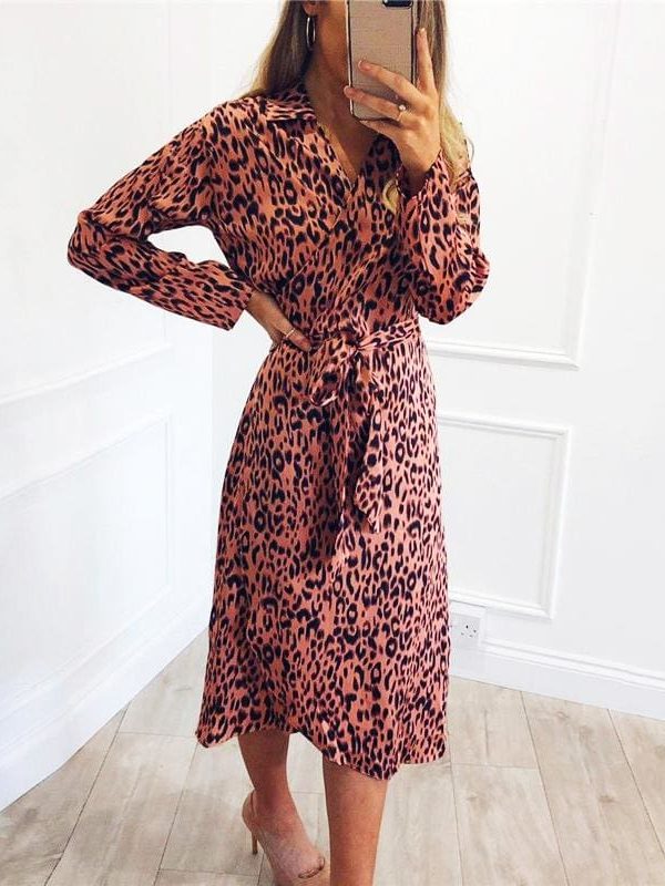 The Best Autumn Long Dress 2019 Fashion Animal Leopard Print Women Dress Online - Takalr