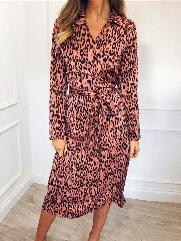 The Best Autumn Long Dress 2019 Fashion Animal Leopard Print Women Dress Online - Takalr