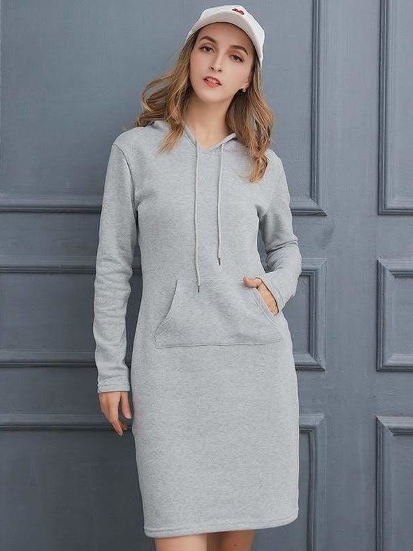 The Best Autumn Winter Warm Sweatshirt Long-sleeved Dresses Online - Source Silk