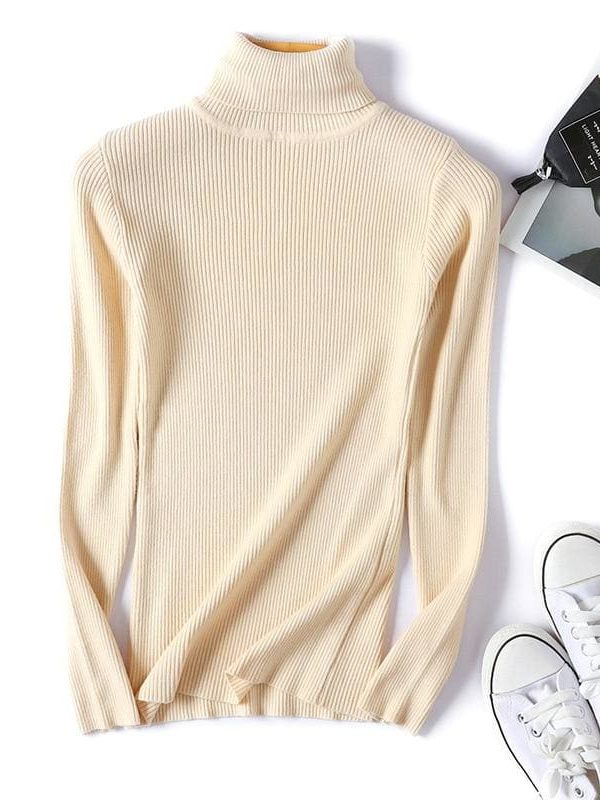 The Best Autumn winter Women Knitted Turtleneck Sweater Soft Elasticity Pullovers Online - Takalr