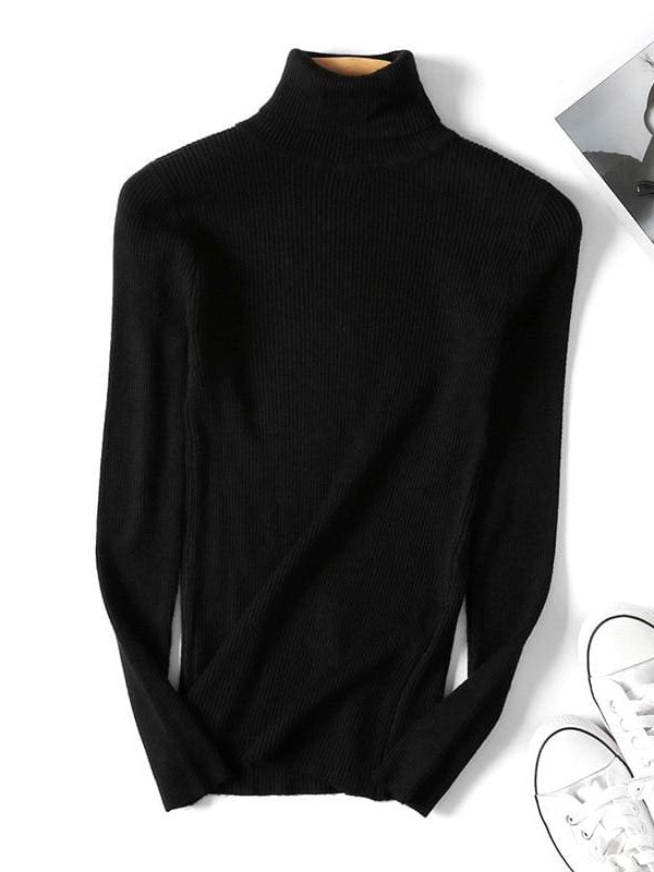 The Best Autumn winter Women Knitted Turtleneck Sweater Soft Elasticity Pullovers Online - Takalr