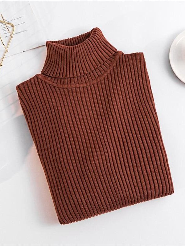 The Best Autumn winter Women Knitted Turtleneck Sweater Soft Elasticity Pullovers Online - Takalr