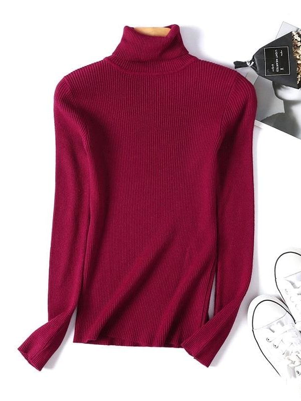 The Best Autumn winter Women Knitted Turtleneck Sweater Soft Elasticity Pullovers Online - Takalr