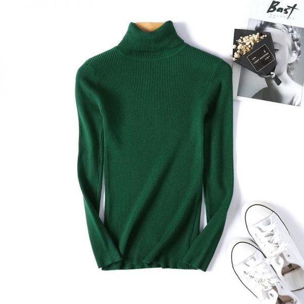 The Best Autumn winter Women Knitted Turtleneck Sweater Soft Elasticity Pullovers Online - Takalr