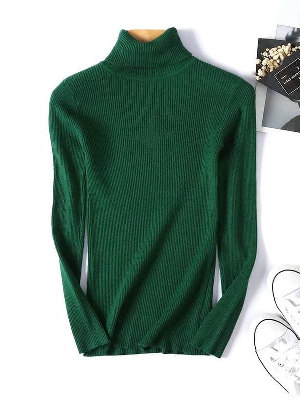 The Best Autumn winter Women Knitted Turtleneck Sweater Soft Elasticity Pullovers Online - Takalr