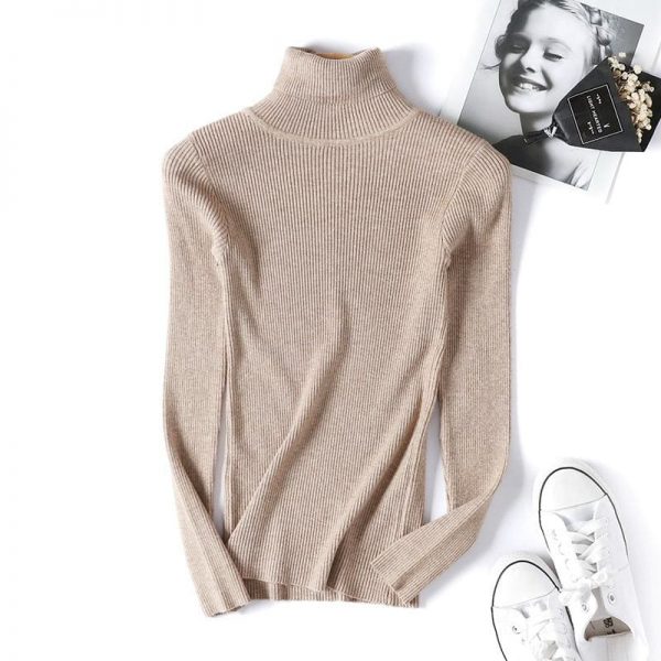 The Best Autumn winter Women Knitted Turtleneck Sweater Soft Elasticity Pullovers Online - Takalr