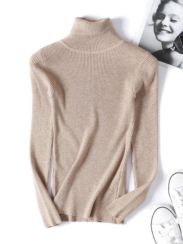 The Best Autumn winter Women Knitted Turtleneck Sweater Soft Elasticity Pullovers Online - Takalr