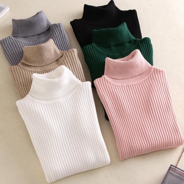 The Best Autumn winter Women Knitted Turtleneck Sweater Soft Elasticity Pullovers Online - Takalr