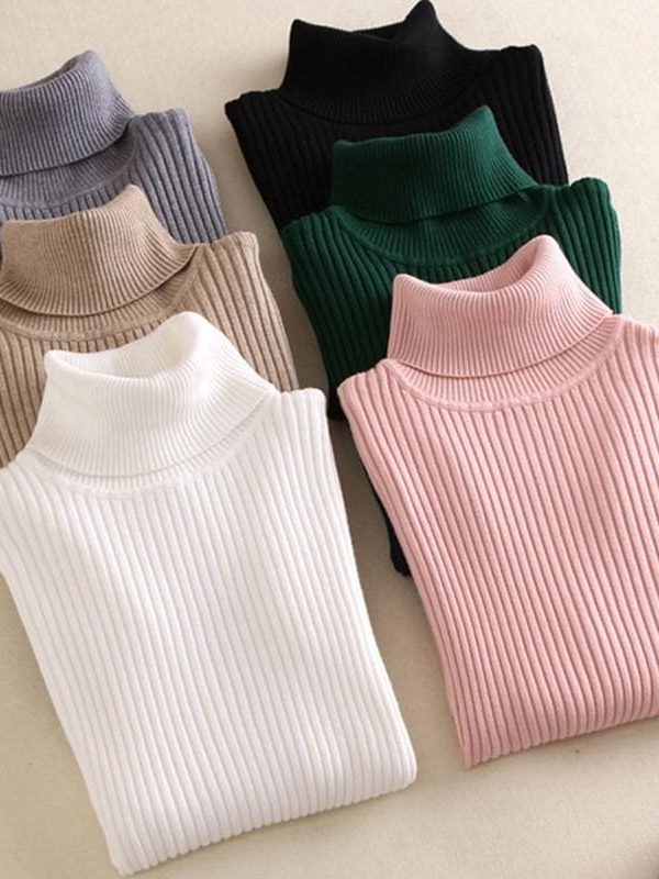 The Best Autumn winter Women Knitted Turtleneck Sweater Soft Elasticity Pullovers Online - Takalr