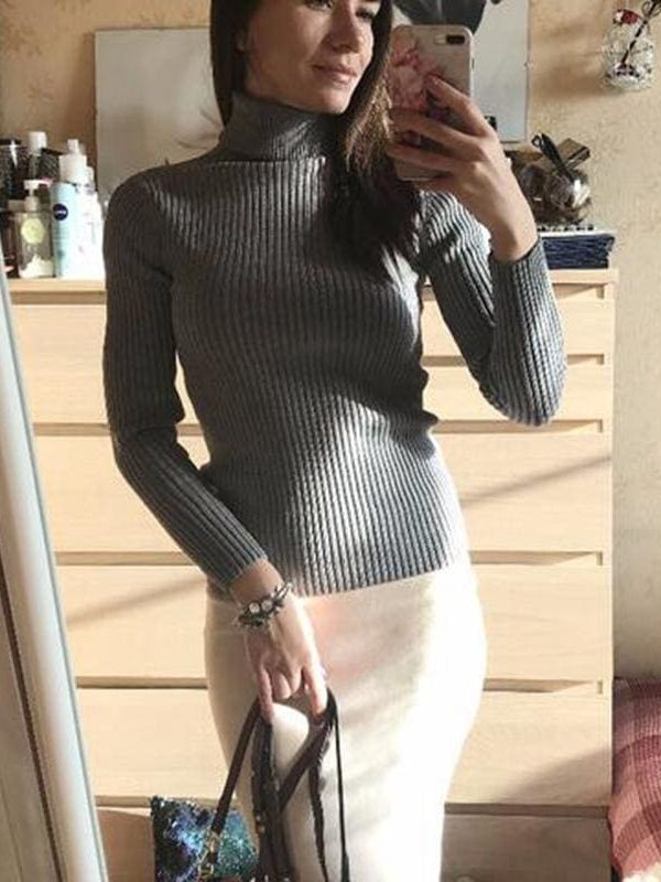 The Best Autumn winter Women Knitted Turtleneck Sweater Soft Elasticity Pullovers Online - Takalr