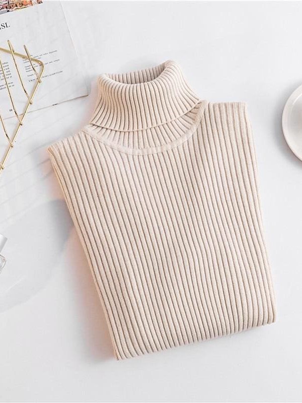 The Best Autumn winter Women Knitted Turtleneck Sweater Soft Elasticity Pullovers Online - Takalr