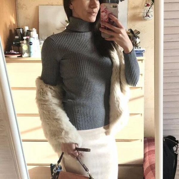 The Best Autumn winter Women Knitted Turtleneck Sweater Soft Elasticity Pullovers Online - Takalr