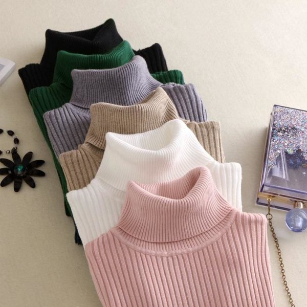 The Best Autumn winter Women Knitted Turtleneck Sweater Soft Elasticity Pullovers Online - Takalr