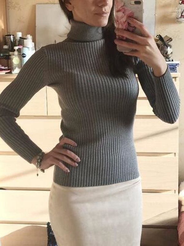 The Best Autumn winter Women Knitted Turtleneck Sweater Soft Elasticity Pullovers Online - Takalr