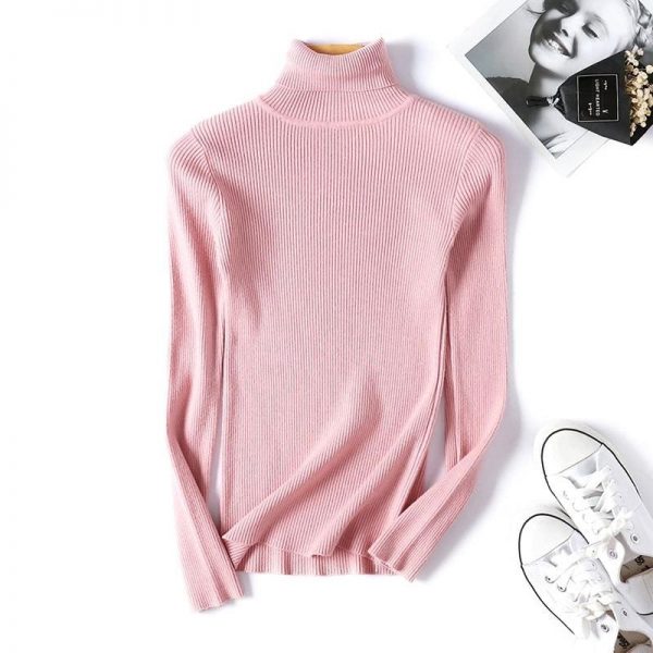 The Best Autumn winter Women Knitted Turtleneck Sweater Soft Elasticity Pullovers Online - Takalr