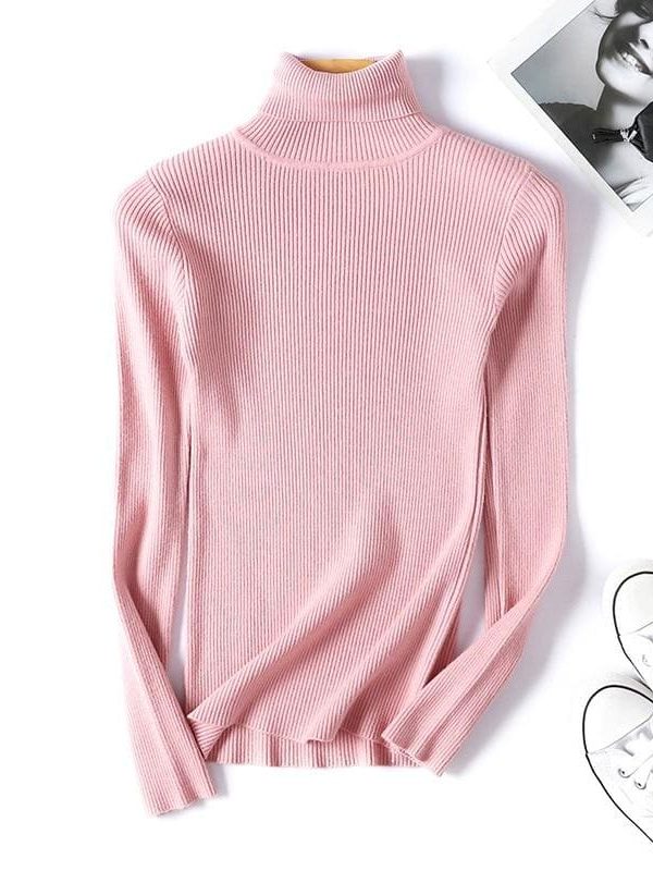 The Best Autumn winter Women Knitted Turtleneck Sweater Soft Elasticity Pullovers Online - Takalr