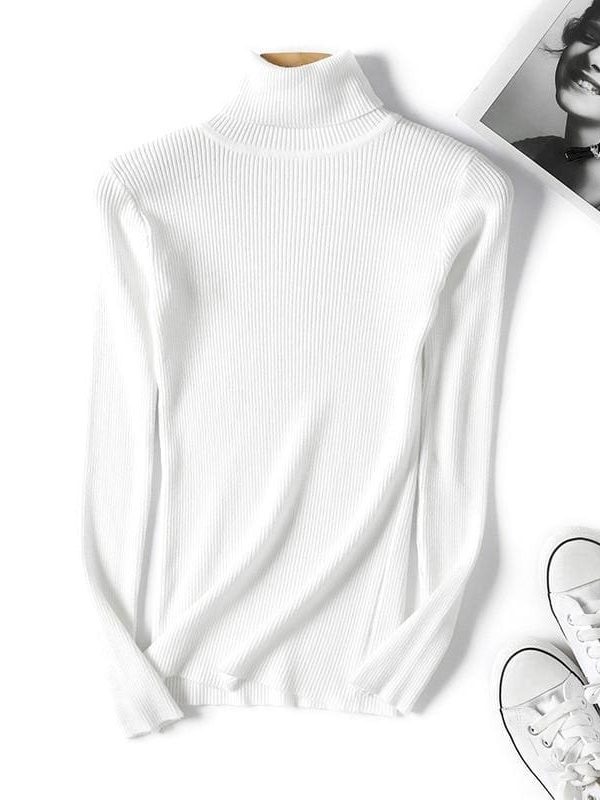 The Best Autumn winter Women Knitted Turtleneck Sweater Soft Elasticity Pullovers Online - Takalr