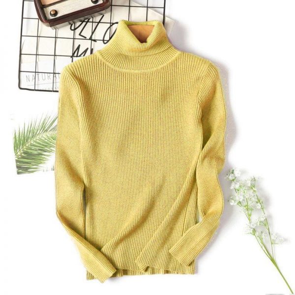 The Best Autumn winter Women Knitted Turtleneck Sweater Soft Elasticity Pullovers Online - Takalr