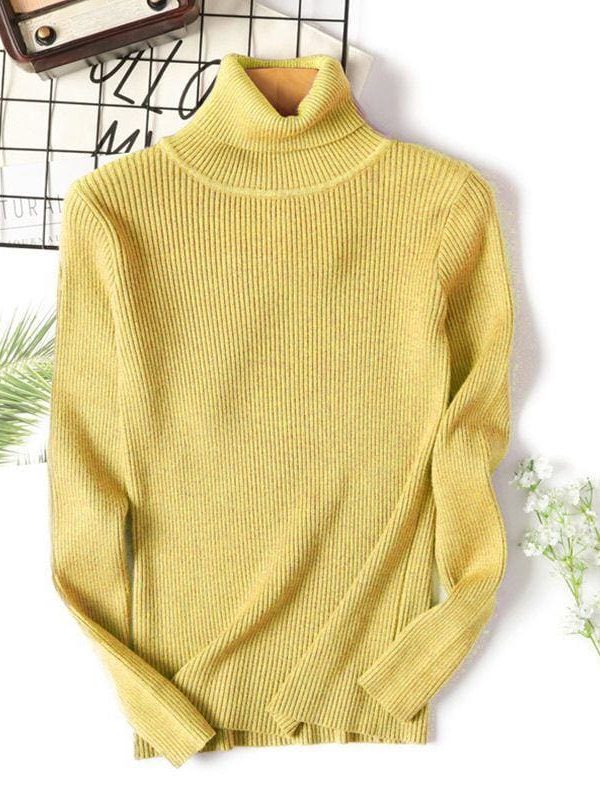 The Best Autumn winter Women Knitted Turtleneck Sweater Soft Elasticity Pullovers Online - Takalr