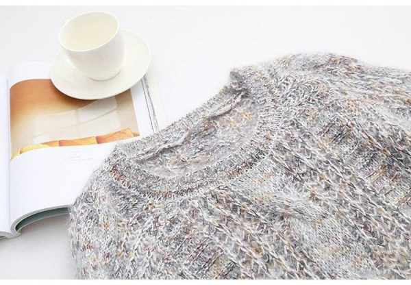 The Best Autumn Winter Women's Knitted Sweater Puff Sleeve Mohair Short Sweaters Online - Takalr