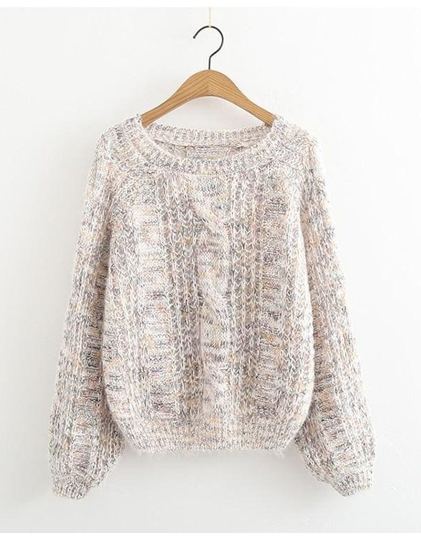 The Best Autumn Winter Women's Knitted Sweater Puff Sleeve Mohair Short Sweaters Online - Takalr