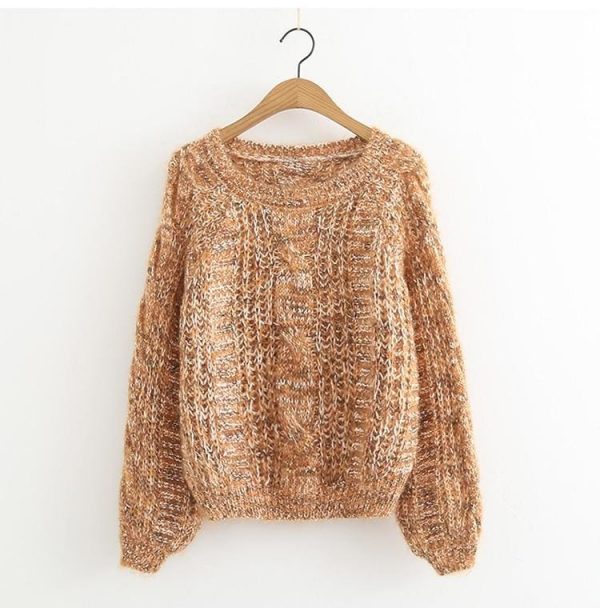 The Best Autumn Winter Women's Knitted Sweater Puff Sleeve Mohair Short Sweaters Online - Takalr