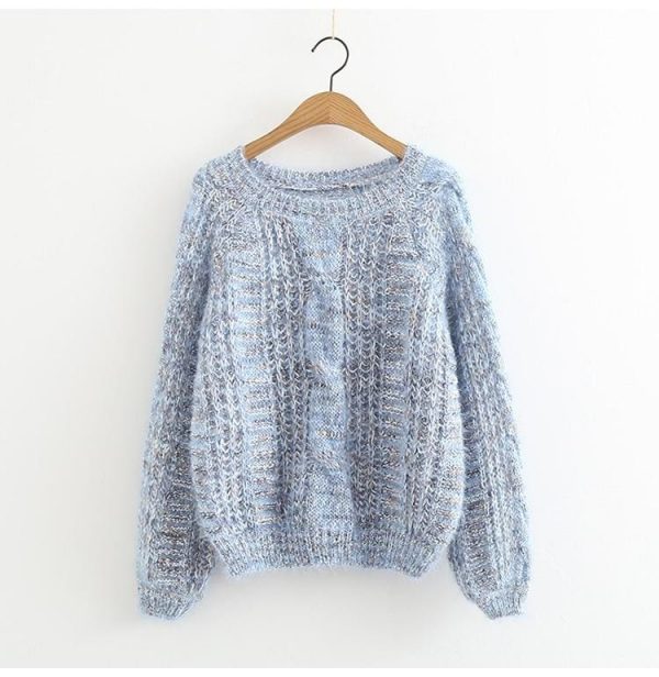 The Best Autumn Winter Women's Knitted Sweater Puff Sleeve Mohair Short Sweaters Online - Takalr