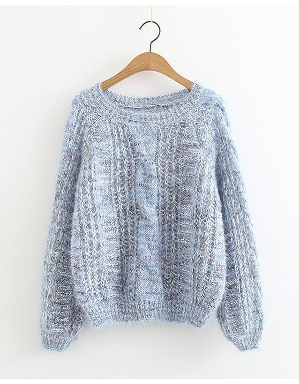 The Best Autumn Winter Women's Knitted Sweater Puff Sleeve Mohair Short Sweaters Online - Takalr